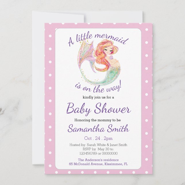 MERMAID NIEDLICHE MUTTER, DIE unter Meer sein Einladung (Vorderseite)