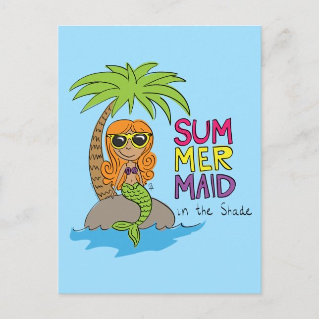 Mermaid Niedliche Postkarte für den Sommer (Vorderseite)