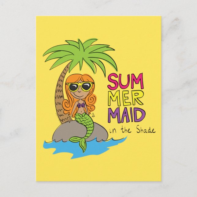 Mermaid Niedliche Postkarte für den Sommer (Vorderseite)