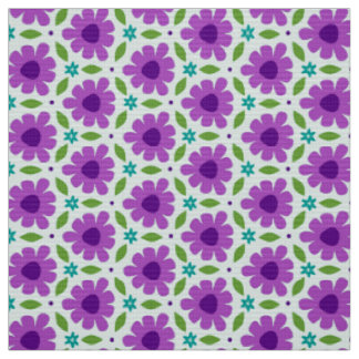 MERMAID - Niedliche violette Blumen auf Aqua Girly Stoff