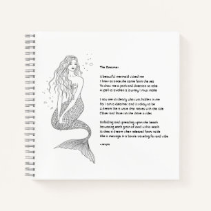 Mermaid-Notebook mit Gedicht "The Dreamer" Notizbuch