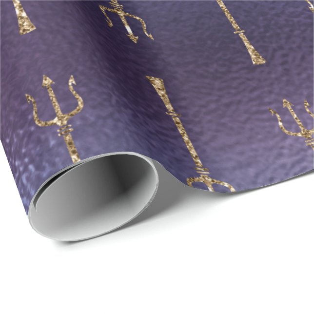 Mermaid Ocean Glitzer Blue Navy Gold Neptun Geschenkpapier (Rolleneckpunkt)