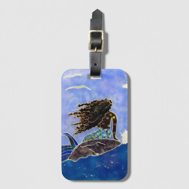 Mermaid & Ocean Luggage Tag Gepäckanhänger (Vorderseite Vertikal)