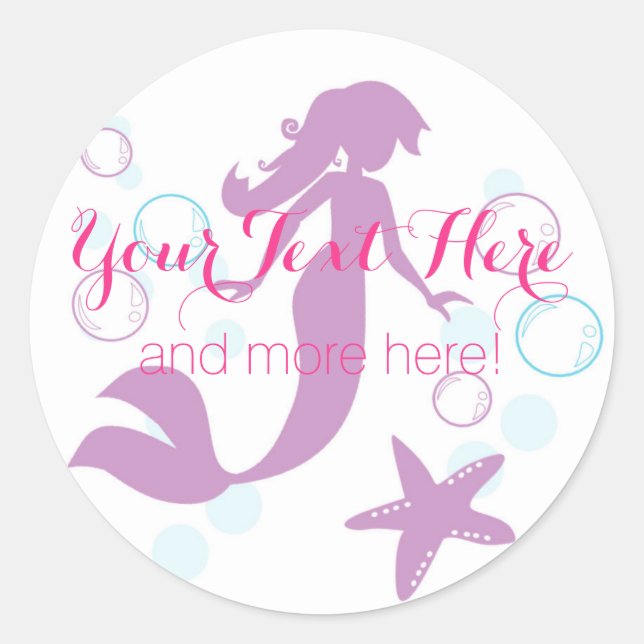 Mermaid Ocean Nautical Party Babydusche Vielen Dan Runder Aufkleber (Vorderseite)