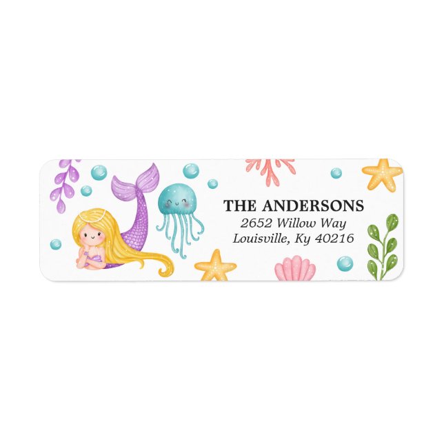 Mermaid Ocean Return Address Label (Vorne)