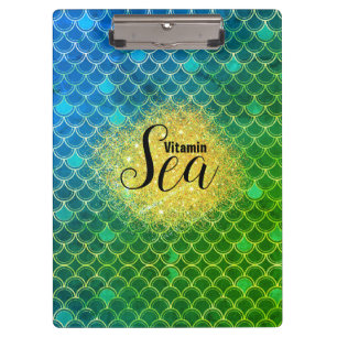 Mermaid oder Dragon Scales Vitamin Sea Aqua Ombre Klemmbrett