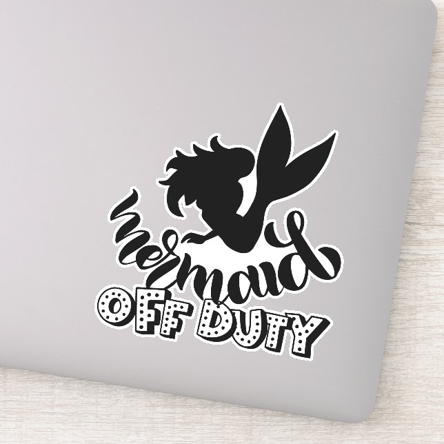 Mermaid Off Duty Funny Beach Aufkleber (Detail)