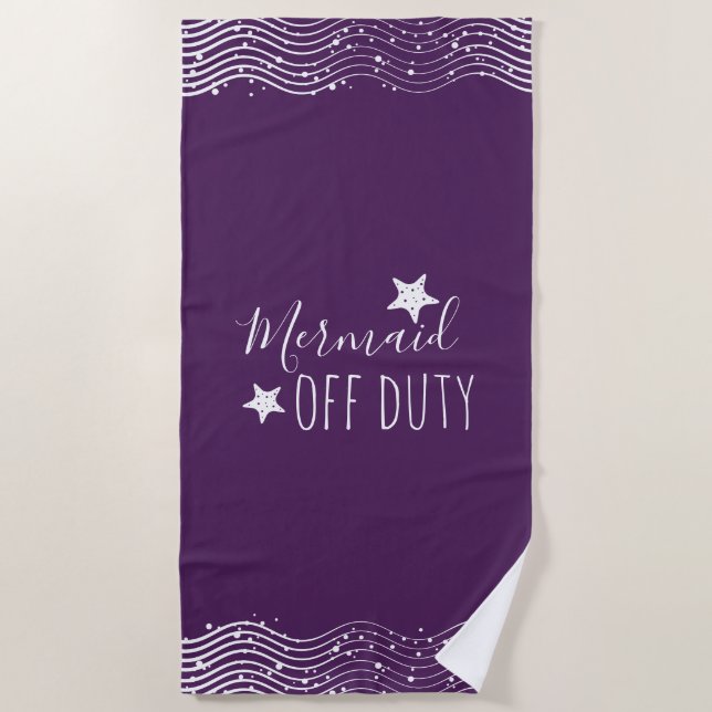 Mermaid Off Duty mit StarFish and Waves Strandtuch (Vorderseite)