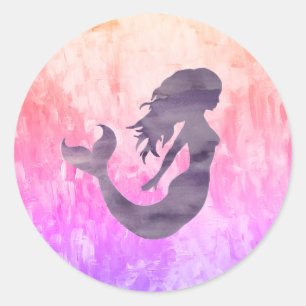 Mermaid Ombre Painting Runder Aufkleber