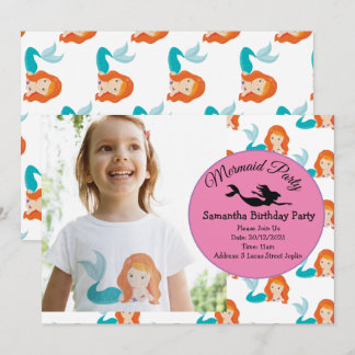 Mermaid Orange Geburtstagsparty Einladung