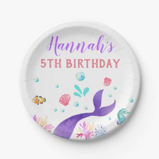 Mermaid paper plate birthday party mermaids pappteller (Vorderseite)
