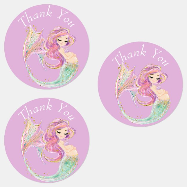 Mermaid Party Baby Showmutter Pink Etiketten (Gruppe)