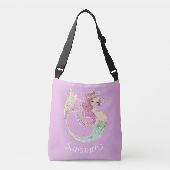 Mermaid Party Babydusche pink Tragetaschen Mit Langen Trägern (Vorderseite)