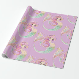 Mermaid Party Babydusche rosa Wrapping Papier Geschenkpapier