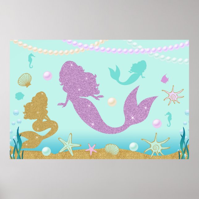 Mermaid Party Backdrop Mermaid Poster (Vorne)