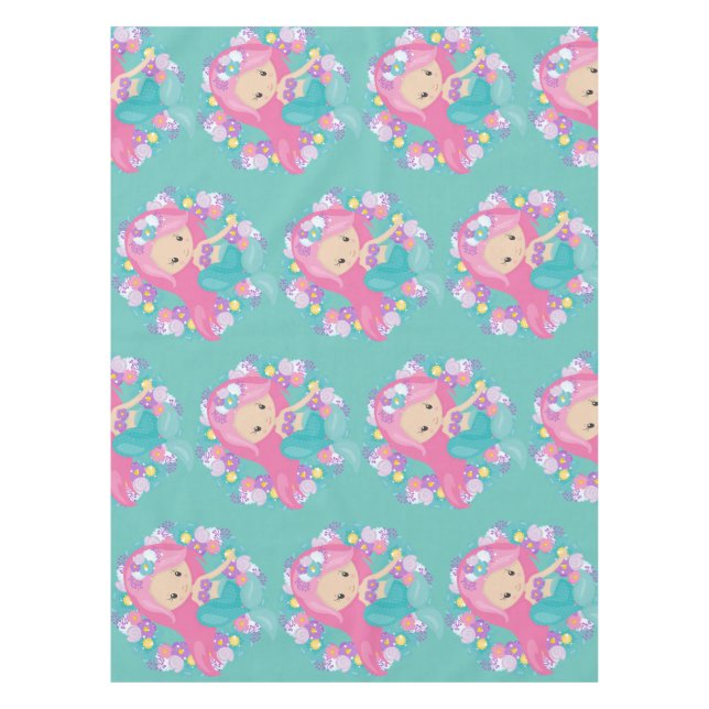 Mermaid Party Blue Tischdecke (Vorderseite)