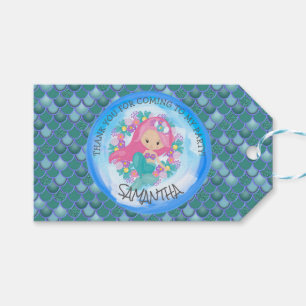Mermaid Party Green Vielen Dank Gift Tag Geschenkanhänger