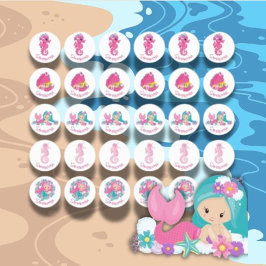 Mermaid Party Lila Blume Labels Etiketten