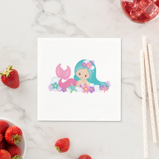 Mermaid Party Lila Napkins Serviette (Beispiel)
