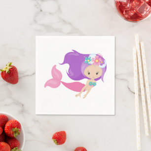 Mermaid Party Lila Napkins Serviette
