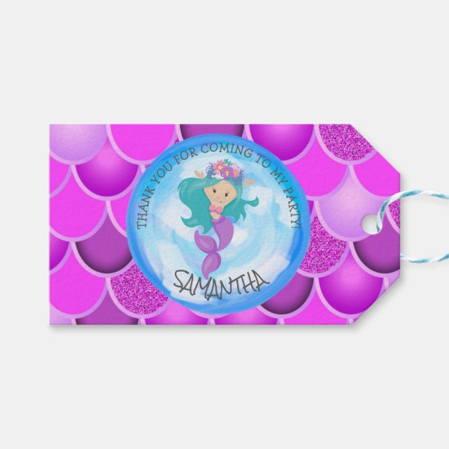 Mermaid Party Lila Pink Scales Vielen Dank Geschenkanhänger (Vorderseite (Horizontal))