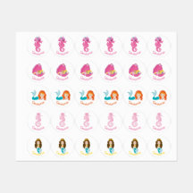 Mermaid Party Orange Labels