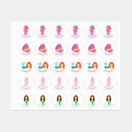 Mermaid Party Orange Labels Etiketten