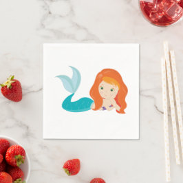 Mermaid Party Orange Napkins Serviette