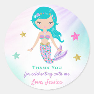 Mermaid Party Sticker Tag Mermaid Gastgeschenk