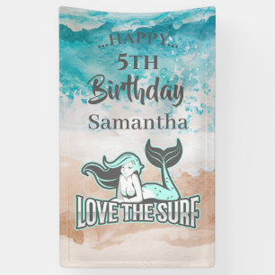 MERMAID PARTY Surf Blue Theme Banner