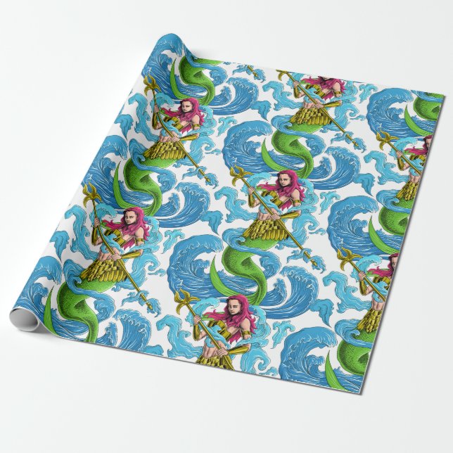 Mermaid Party Warrior Wrapping Paper Geschenkpapier (Ungerollt)