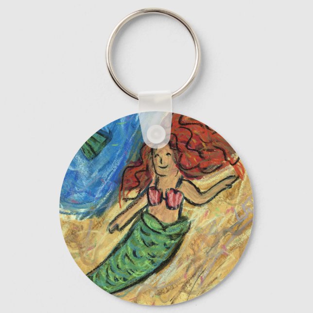 Mermaid Pastel Custom Art Schlüsselanhänger (Vorderseite)