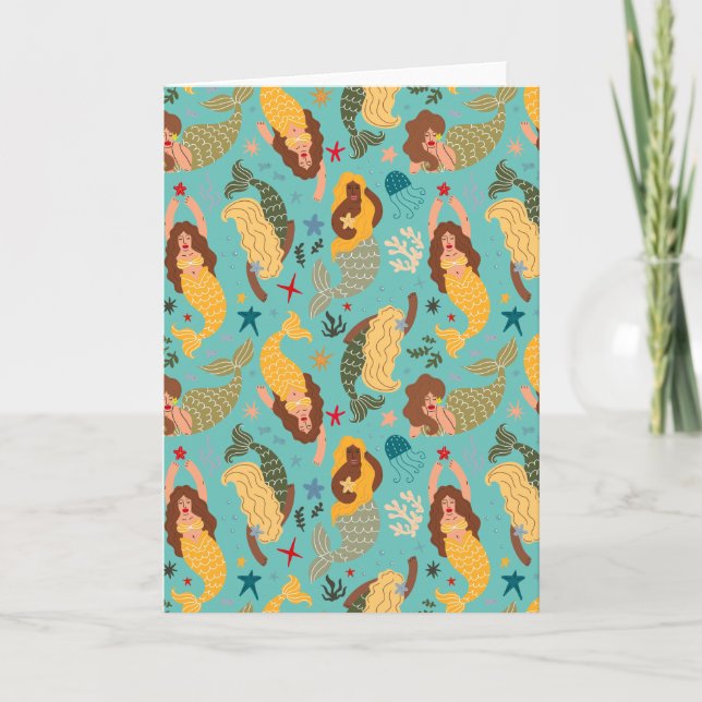 Mermaid Pattern | Blank Karte (Vorderseite)