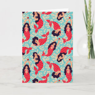 Mermaid Pattern   Blank Karte
