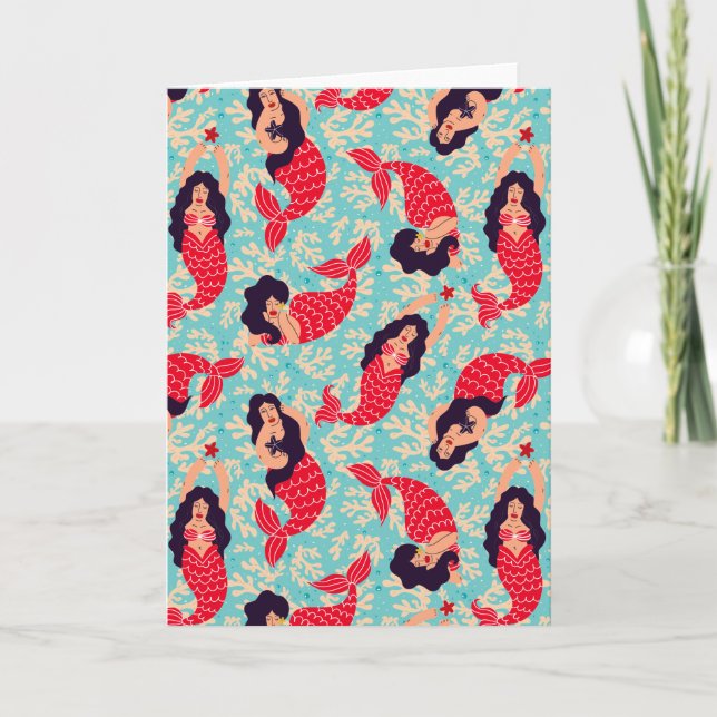 Mermaid Pattern | Blank Karte (Vorderseite)