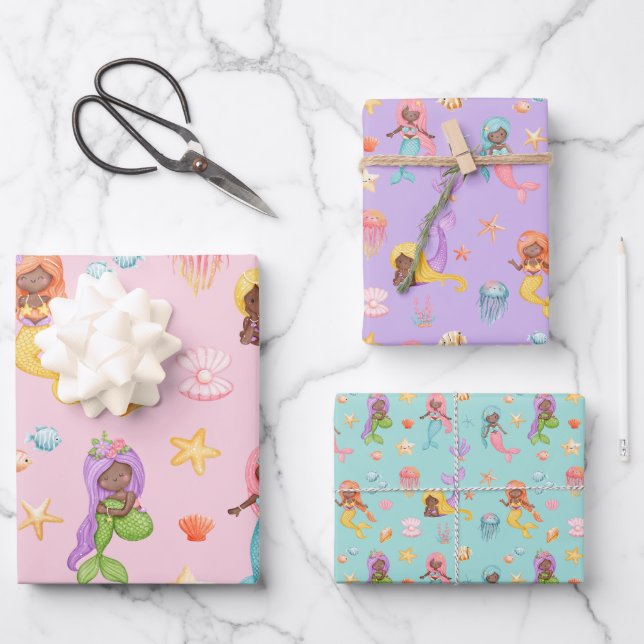 Mermaid Pattern Geschenkpapier Set (Vorderseite)