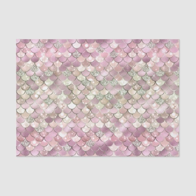 Mermaid Pattern Rosa Silber Scales Seidenpapier (Vorderseite)