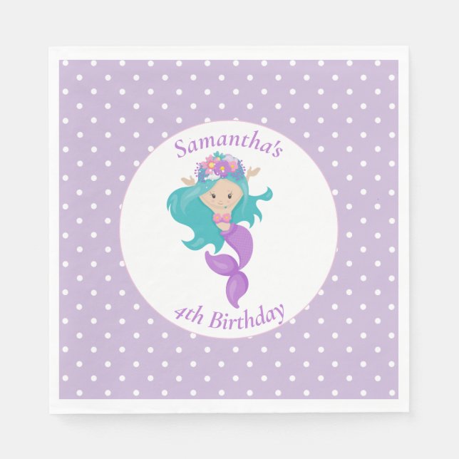 Mermaid Pearl - Ocean Jewel Geburtstag Serviette (Vorderseite)