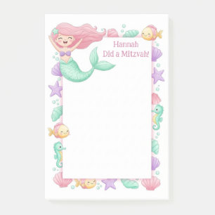Mermaid Personalisiert Mitzvah Post-it Klebezettel