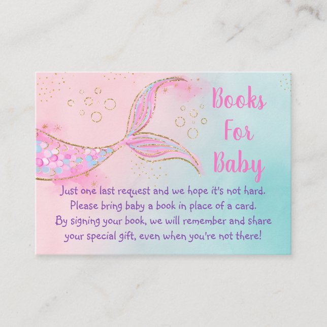 Mermaid Pink Gold Baby Showbuchanfrage Begleitkarte (Vorderseite)