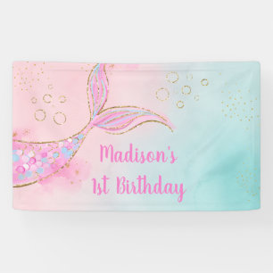 Mermaid Pink Gold Geburtstag Banner