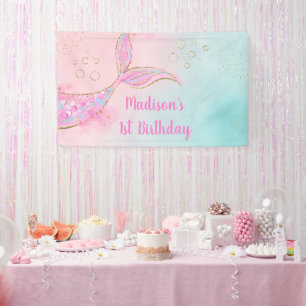 Mermaid Pink Gold Geburtstag Banner