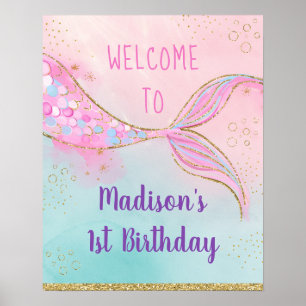 Mermaid Pink Gold Geburtstag Poster