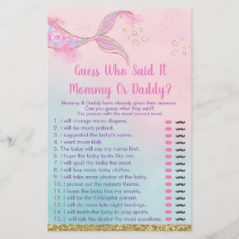 Mermaid Pink Gold Mommy oder Daddy Baby Shower Gam