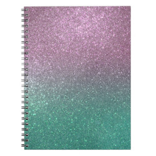 Mermaid Pink Green Funkelnd Glitzer Ombre Notizblock