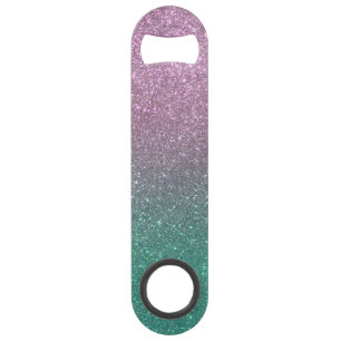 Mermaid Pink Green Funkelnd Glitzer Ombre Speed Flaschenöffner