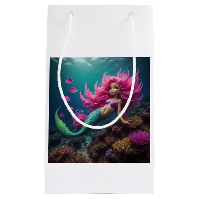 Mermaid Pink Kleine Geschenktasche Geschenktüte (Vorderseite)