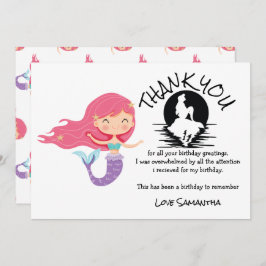 Mermaid Pink Lila Geburtstagsparty Danke Einladung