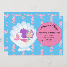 Mermaid Pink Lila Geburtstagsparty Einladung
