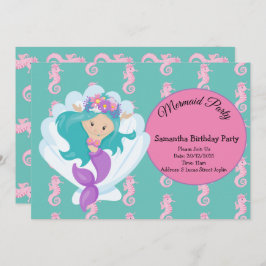 Mermaid Pink Lila Geburtstagsparty Einladung
